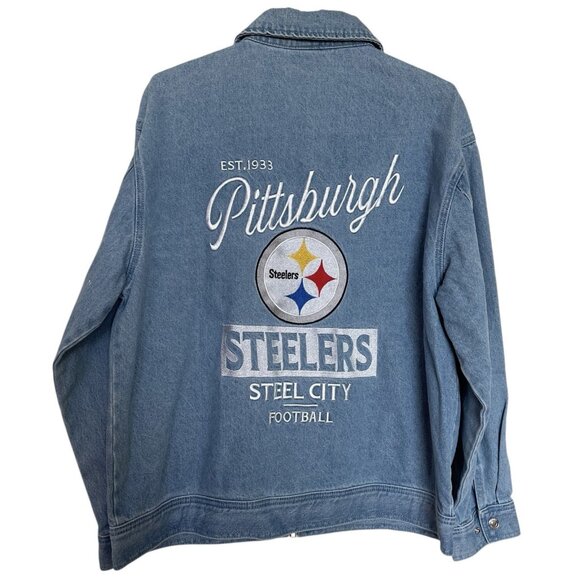 Pittsburgh Steelers Denim Jean Jacket Men’s Size Large L Embroidered Logo - Picture 1 of 7